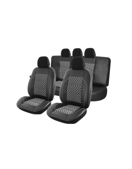 huse scaune auto compatibile SEAT Leon II 2005-2012 - Exclusive Leather Premium - Culoare: negru + gri