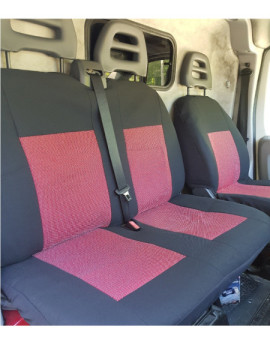 huse scaune auto fata FIAT Scudo 2007-2016 - Culoare: negru + rosu