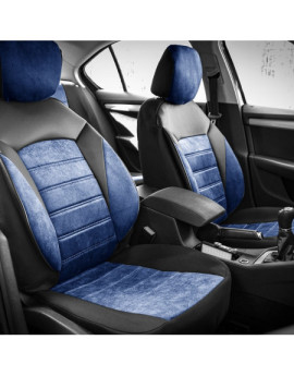 Set huse scaune auto compatibile SKODA Fabia II 2007-2014 - Diamond - Culoare: negru + albastru