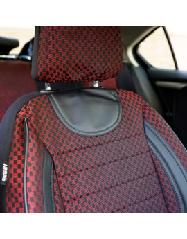Huse scaune auto compatibile SEAT Leon II 2005-2012 - City - Culoare: negru + rosu