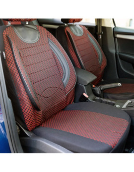 Huse auto SEAT Leon II 2005-2012 - City - Culoare: negru + rosu