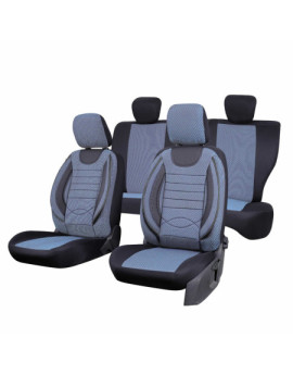Set huse scaune auto compatibile SEAT Leon II 2005-2012 - City - Culoare: negru + albastru