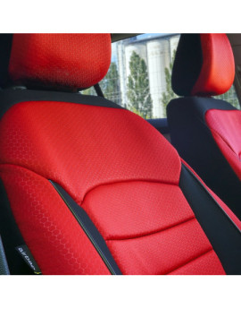 Set huse scaune auto compatibile BMW Seria 3 E90 / E91 2004-2011 - Urban - Culoare: negru + rosu