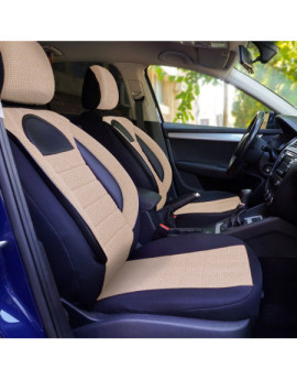 Huse scaune auto compatibile SKODA Fabia II 2007-2014 - Racing - Culoare: negru + bej