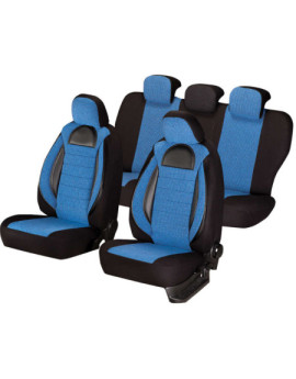 Huse scaune auto BMW Seria 3 E46 1997-2004 - Racing - Culoare: negru + albastru