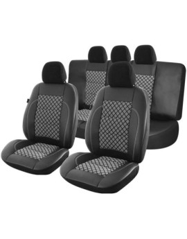 Huse scaune auto compatibile AUDI A3 (8L) 1996-2003 - Exclusive Leather Premium - Culoare: negru + gri