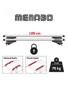 Set bare transversale VOLKSWAGEN Tiguan I (5N) Track & Avenue (facelift) 2011-2016 - Aluminiu - 135 cm - MENABO TIGER Silver XL